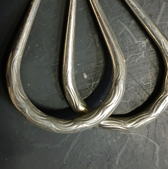 Silvertone teardrop hoop pierced earrings large - Picture 3 of 4